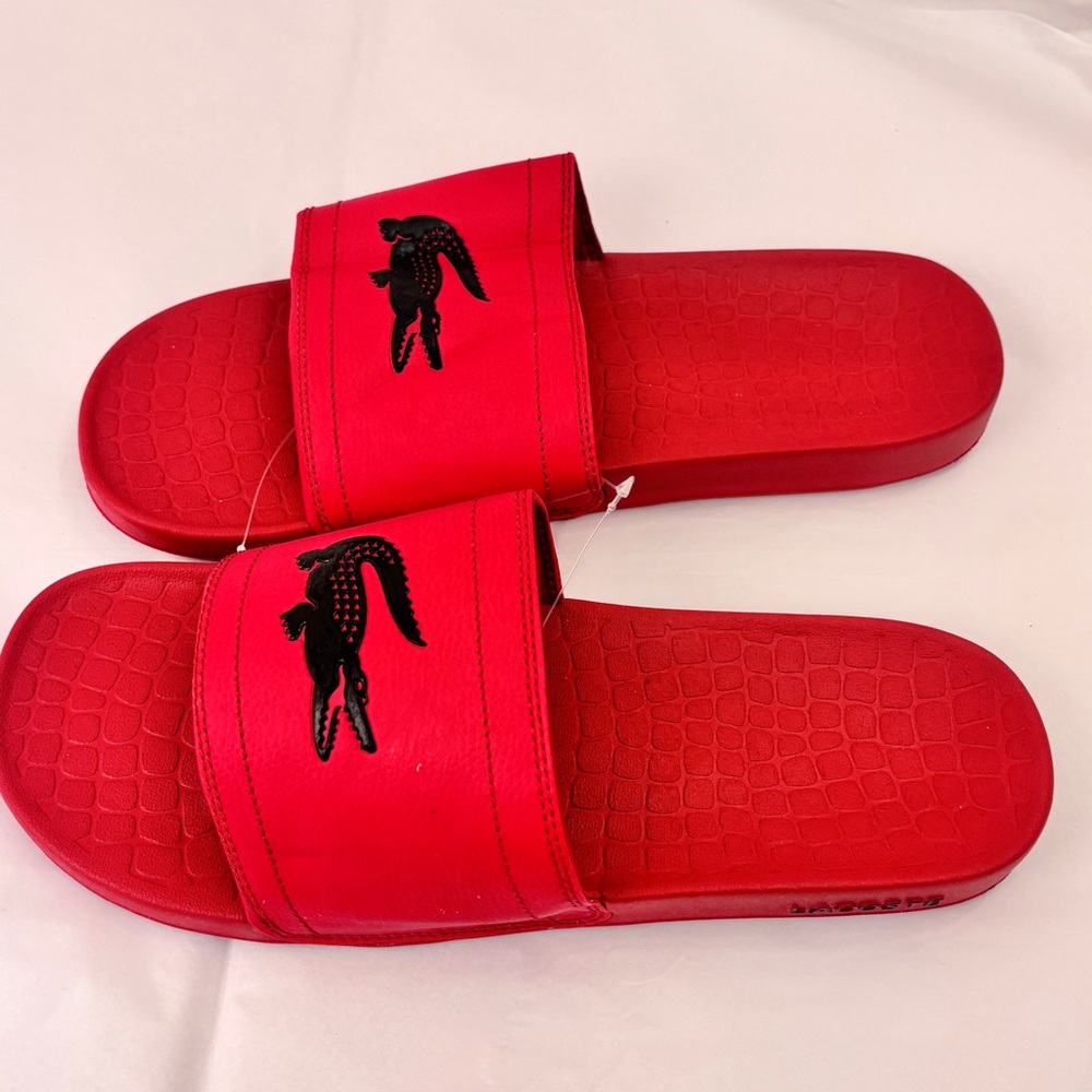 Lacoste Red Slide Sandals
